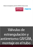 Vlvulas de estrangulacin y antirretorno GR/GRA, montaje en el tubo